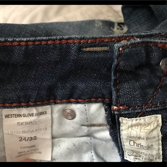 1921 Western Glove Works Destructed Skinny Jeans 24 / 32 - Picture 9 of 11